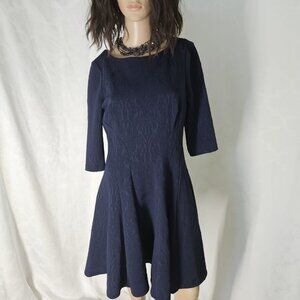 Danny and Nicole-Textured Rich Navy Blue Dress